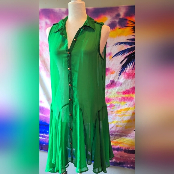 Beautiful green see through dress. No brand. Size M/L.  NWOT - Picture 2 of 4